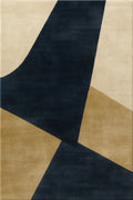 Tapis design bleu nuit Solstice — coloris Nuit & or, vu de dessus